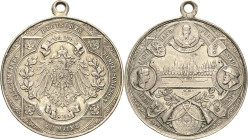 Schützenmedaillen - Bundesschießen
XI. Deutsches Bundesschießen 1894 - Mainz Versilberte Bronzemedaille 1894 (W. Mayer) Reichsadler im Vierpaß / Stad...