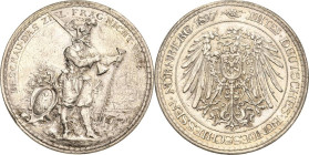 Schützenmedaillen - Bundesschießen
XII. Deutsches Bundesschießen 1897 - Nürnberg Versilberte Bronzemedaille 1897 (Lauer) Landsknecht mit geschulterte...