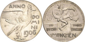 Schützenmedaillen - Bundesschießen
XV. Deutsches Bundesschießen 1906 - München Silbermedaille 1906 (M. Dasio) Bekrönter Adler mit erhobenen Schwingen...