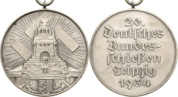 Schützenmedaillen - Bundesschießen
XX. Deutsches Bundesschießen 1934 - Leipzig Silbermedaille 1934. Offizielle Prämienmedaille. Strahlendes Hakenkreu...