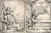 Schützenmedaillen - Ausland
Frankreich Versilberte Bronzeplakette o.J. (1900) (Dupres) Prämienplakette des Verbandes der Schützenvereine. Marianne we...
