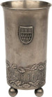 Schützenmedaillen - Schützenpokale
Köln Silberbecher 1930. 19. Deutsches Bundesschießen. Stadtwappen, unten Schrift zwischen Eichenlaub. Mit 4 Kugelf...