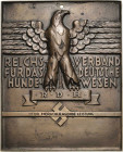 Tiere/Tierzucht
Hunde Große einseitige Bronzegussplakette o.J. (Hager) Auszeichnung des Reichsverbandes für das deutsche Hundewesen. Adler mit ausgeb...