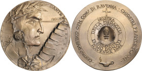 Güttler, Peter Götz *1939 Weißmetallgussmedaille 2002. Dante - Zur Ausstellung der Sammlung Duilio Donati in Ravenna. Brustbild nach rechts, im Feld r...
