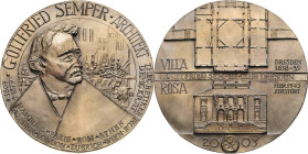 Güttler, Peter Götz *1939 Weißmetallgussmedaille 2003. 200. Geburtstag des Architekten und Kunsthistorikers Gottfried Semper. Brustbild nach rechts, d...