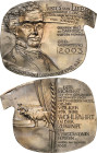 Güttler, Peter Götz *1939 Weißmetallgussplakette 2003. 200. Geburtstag Justus von Liebig. Brustblid halbrechts / Drei Kühe, die nach links gewandt neb...