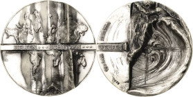 Güttler, Peter Götz *1939 Silbermedaille 2005. Spende für die Tsunami-Katastrophe in Südostasien. Weltkarte / Symbolische Darstellung der Zerstörungsk...