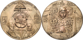 Güttler, Peter Götz *1939 Weißmetallgussmedaille 2007. 800. Geburtstag der Hl. Elisabeth von Thüringen. Brustbild zwischen den Turmspitzen der Marburg...