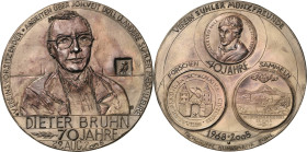 Güttler, Peter Götz *1939 Weißmetallgussmedaille 2008. 70. Geburtstag von Dieter Bruhn - 40 Jahre Verein Suhler Münzfreunde. Brustbild von vorn / Meda...