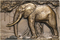 Thénot, François 1893-1963 Einseitige Bronzeplakette o.J. Elefant. Elefant nach links, im Hintergrund Baum. Randpunze: (Füllhorn) BRONZE. 51,4 x 75,4 ...