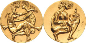 Erni, Hand 1909-2015
 Goldmedaille 1969 (H. Erni) Paar beim Akt / Mutter mit Kind. 900er Gold. 33,5 mm, 31,55 g GOLD. Prägefrisch