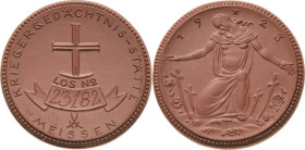 Porzellanmedaillen - Spendenmedaillen Staatliche Manufaktur Meißen
Meißen Braune Porzellanmedaille 1922 und 1923. Gedächtniskirche (2x) und Kriegerge...