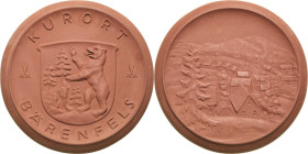 Porzellanmedaillen - Medaillen der Meißner Porzellanmanufaktur
Bärenfels Braune Porzellanmedaille o.J. (1948). Ehrengabe der Stadt. Stadtwappen / Sta...