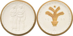 Porzellanmedaillen - Medaillen der Meißner Porzellanmanufaktur
Dresden Weiße Porzellanmedaille 1922. Verband der Porzellan-Arbeiter. Stehender Frau u...