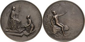 Belgien-Medaillen
 Bronzemedaille 1922 (G. Devreese) 100 Jahre "Société Générale de Belgique". Kniende Frauengestalt mit Blumenkorb vor der thronende...