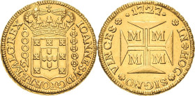 Brasilien
Joao V. 1706-1750 20 000 Reis 1727, M-Minas Gerais KM 117 Friedberg 33 Prober O-219 GOLD. 53.46 g. Min. Schrötlingsfehler, vorzüglich+