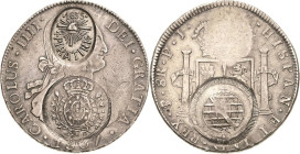 Brasilien
Pedro II. 1831-1889 960 Reis o.J. (nach 1835). Mit brasilianischem Av-Gegenstempel (Wappen mit Wertzahl 960) und Fantasie-Gegenstempel (Fre...