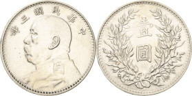 China
Republik 1912-1949 Dollar 1914 (= Jahr 3). Yuan Shi Kai L/M 63 KM Y 329 Davenport 225 Berieben, sehr schön-vorzüglich