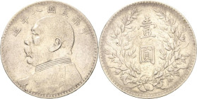China
Republik 1912-1949 Dollar 1920 (= Jahr 8). Yuan Shi Kai L/M 76 KM Y 329.6 Davenport 225 Sehr schön