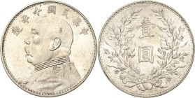 China
Republik 1912-1949 Dollar 1921(= Jahr 10). Yuan Shi Kai L/M 79 KM Y 329.5 Davenport 225 Kl. Kratzer, vorzüglich+