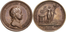 Frankreich
Ludwig XIV. 1643-1715 Bronzemedaille 1648 (J. Mauger) Frieden von Westfalen. Brustbild des jugendlichen Ludwig XIV. nach rechts / Nike mit...