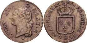 Frankreich
Ludwig XVI. 1774-1793 Liard 1785, BB-Straßburg Gadoury 348 Droulers 627 Duplessy 1716 Vorzüglich+