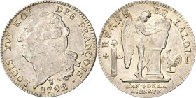 Frankreich
Ludwig XVI. 1774-1793 Ecu constitutionnel 1792 (= AN 4), I-Limoges Gadoury 55 Droulers 901 Duplessy 1718 Davenport 1335 Prachtexemplar. Äu...