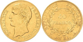 Frankreich
Napoleon Bonaparte Premier Consul 1799-1804 40 Francs 1802/1803 (=AN 11), A-Paris Gadoury 1080 Schlumberger 2 Friedberg 479 GOLD. 12.84 g....