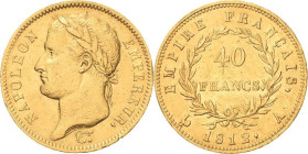 Frankreich
Napoleon I. 1804-1814, 1815 40 Francs 1812, A-Paris Gadoury 1084 Schlumberger 54 Friedberg 505 GOLD. 12.86 g. Kratzer, sehr schön