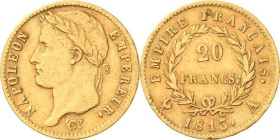 Frankreich
Napoleon I. 1804-1814, 1815 20 Francs 1813, A-Paris Aus dem Jahr der Völkerschlacht bei Leipzig Gadoury 1025 Friedberg 511 Schlumberger 67...