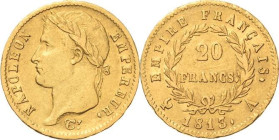 Frankreich
Napoleon I. 1804-1814, 1815 20 Francs 1813, A-Paris Aus dem Jahr der Völkerschlacht bei Leipzig Gadoury 1025 Friedberg 511 Schlumberger 67...