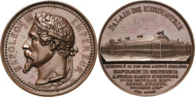 Frankreich
Napoleon III. 1852-1870 Bronzemedaille 1855 (Oudiné) Fertigstellung des Palais de l'Industrie. Kopf nach links / Gebäudeansicht. 36 mm, 21...
