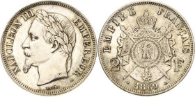 Frankreich
Napoleon III. 1852-1870 2 Francs 1869, A-Paris Gadoury 527 Vorzüglich-prägefrisch