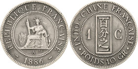 Französisch Indochina
 1 Centime 1866, A-Paris Probe in Silber Lecompte zu 38 Gadoury zu 5 (Bronze) Sehr selten. Sehr schön
