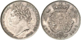 Großbritannien
George IV. 1820-1830 Shilling 1821, London Spink 3810 Prachtexemplar mit herrlicher Patina. Stempelglanz/fast Stempelglanz