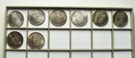 Vereinigte Staaten von Amerika
Lot-8 Stück Sammlung von Morgan Dollars in sehr guter Erhaltung. Dabei: Dollar-1881 S, 1882 S, 1883 0, 1886, 1887, 188...