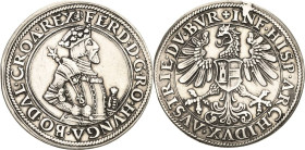 Habsburg
Ferdinand I. 1521-1564 Taler o.J. Hall Voglhuber 39/III Davenport 8030 Markl 1596 Sehr selten. Sehr schön+