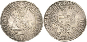 Habsburg
Ferdinand I. 1521-1564 Taler o.J. Linz Interessante Rv-Umschriftenvariante mit IN. HIS statt INF HISP Voglhuber 43 Davenport 8014 Dimt 14.01...