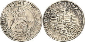 Habsburg
Ferdinand I. 1521-1564 Taler 1549, Joachimstal Voglhuber 49/VII Davenport 8046 Dietiker 148 Selten. Schrötlingsfehler, sehr schön/fast vorzü...