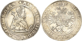 Habsburg
Maximilian II. 1564-1576 Taler 68 Kuttenberg Jahreszahl aus 1575 geschnitten Voglhuber 68 Davenport 8056 Dietiker 244 Selten. Sehr schön-vor...