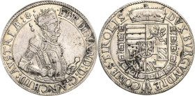 Habsburg
Erzherzog Ferdinand 1564-1595 Taler o.J. Hall Voglhuber 87/VI var. Davenport 8094 M./T. 272 var Leichte Belagreste, sehr schön-vorzüglich