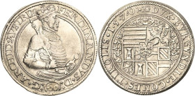 Habsburg
Erzherzog Ferdinand 1564-1595 Guldentaler (60 Kreuzer) 1570, Hall Voglhuber 90/III Davenport 52 M./T. 201 Sehr selten. Av. Nominal geglättet...