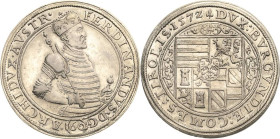 Habsburg
Erzherzog Ferdinand 1564-1595 Guldentaler (60 Kreuzer) 1572, Hall Voglhuber 90/V Davenport 51 M./T. 205 Fast vorzüglich/vorzüglich