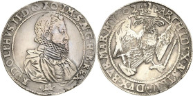 Habsburg
Rudolf II. 1576-1612 Taler 1602, Kuttenberg Voglhuber 101/I Davenport 3023 Dietiker 371 Schrötlingsfehler am Rand, sehr schön-vorzüglich