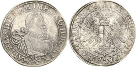 Habsburg
Matthias 1608-1619 Taler 1618, Stern über Halbmond-Prag Münzmeister B. Huebmer Voglhuber 116/II Davenport 3061 Dietiker 509 Sehr selten. Seh...