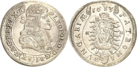 Habsburg
Leopold I. 1657-1705 15 Kreuzer 1683, KB-Kremnitz Herinek 1050 Huszar 1435 Prachtexemplar. Min. Zainende, fast Stempelglanz