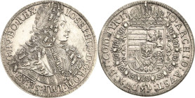 Habsburg
Josef I. 1705-1711 Taler 1710, Hall Voglhuber 245/II Davenport 1018 M./T. 811 a Prachtvolles Exemplar. Avers winz Kratzer, vorzüglich