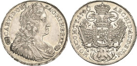 Habsburg
Karl VI. 1711-1740 1/2 Taler 1740, KB-Kremnitz Herinek 533 Huszar 1610 Vorzüglich-Stempelglanz/Stempelglanz