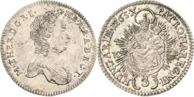 Habsburg
Maria Theresia 1740-1780 3 Kreuzer 1765, KB-Kremnitz Eypeltauer 251 Herinek 258 Huszar 1652 Attraktives Exemplar. Vorzüglich/vorzüglich-Stem...