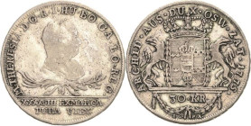 Habsburg
Maria Theresia 1740-1780 30 Kreuzer 1775, IC/FA-Wien Eypeltauer 234 Herinek 780 Selten. Fast sehr schön/sehr schön